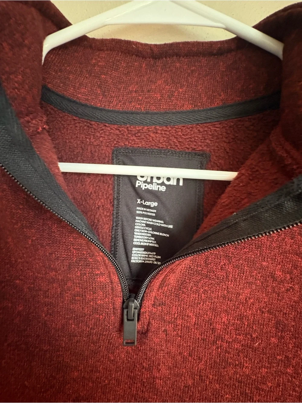 urban pipeline Men's Zip-Up Sweater in Burgundy Heather